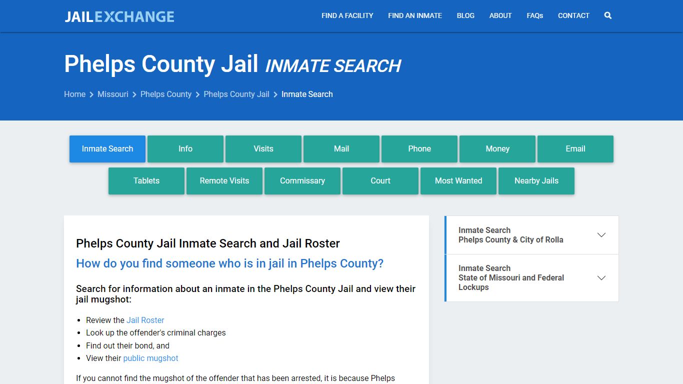 Inmate Search: Roster & Mugshots - Phelps County Jail, MO